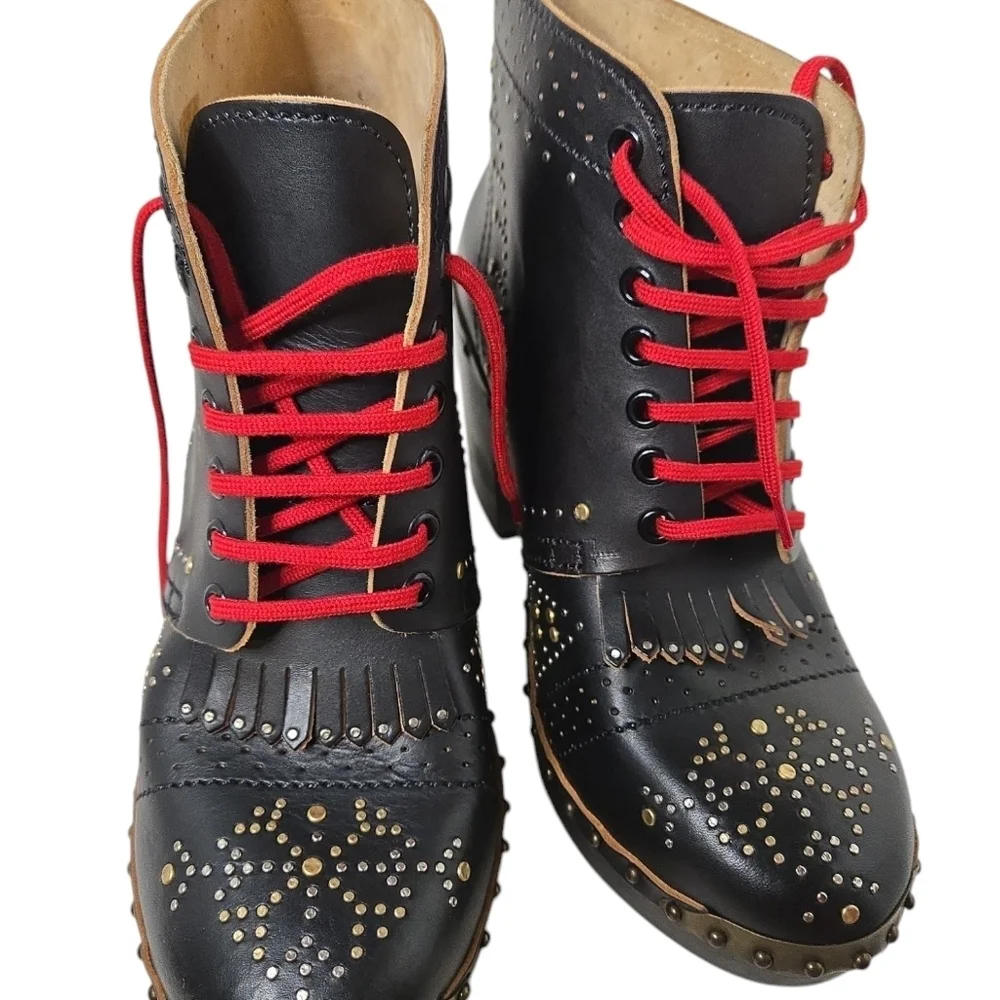 NEW Burberry Italy Riveted Studded Leather Heeled Clog Ankle Boots $1295 Size 40 - Picture 6 of 12